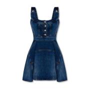 Denim Mini Jurk met Logo Detail Alexander McQueen , Blue , Dames