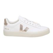 Witte en platina leren sneakers Veja , White , Dames