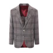 Zijde Wol Kasjmier Blazer Jas Mannen Brunello Cucinelli , Gray , Heren