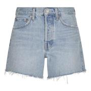 Lange Parker Denim Shorts Agolde , Blue , Dames