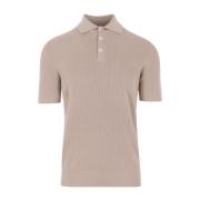 Beige Katoenen Geribbelde Poloshirt Brunello Cucinelli , Beige , Heren