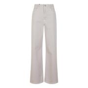 Zwarte Gewassen Katoenen Jeans met Leren Patch Max Mara Weekend , Brow...