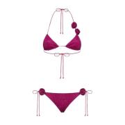 Roze Metallic Bikini Badpak Oseree , Pink , Dames