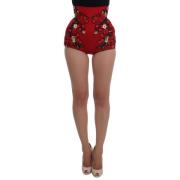 Bloemrijke zijden geborduurde glamourshorts in rood Dolce & Gabbana , ...