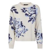 Beige Blauw Katoenmix Sweater Max Mara Weekend , Multicolor , Dames