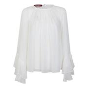 Witte Georgette Blouse met Ruches Max Mara Studio , White , Dames