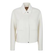 Witte Wol Kasjmier Dubbele Jas Max Mara Studio , White , Dames