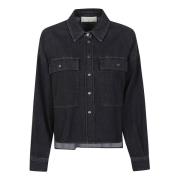 Zwarte Denim Overshirt met Parelmoer Knopen Max Mara Weekend , Black ,...