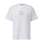 Logo Geborduurd Katoenen T-Shirt Msgm , White , Heren