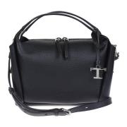 Mini Gehamerde Leren Tas in Zwart Tod's , Black , Dames