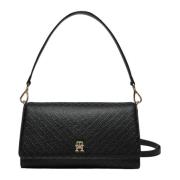 Zwarte Clip Sluiting Dames Handtas Tommy Hilfiger , Black , Dames