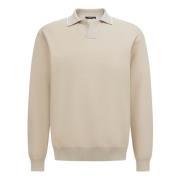 Open Neck Gebreide Polo Shirt Boggi Milano , Beige , Heren