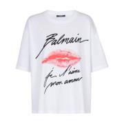 Gedrukt Kus T-shirt Balmain , White , Dames