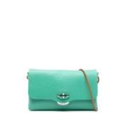 Turquoise Leren Clutch Tas Zanellato , Green , Dames