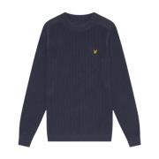 Blauwe Katoenen Gebreide Ronde Hals Lyle & Scott , Blue , Heren