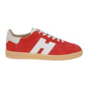 Rode suède sneakers met wit leer Hogan , Red , Dames