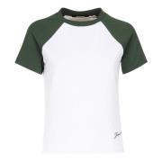 Contrasterende Baseball T-shirt Wit Groen Jacquemus , White , Dames