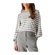 Gestreepte pullover met lange mouwen Minus , Gray , Dames