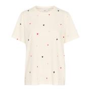 Johanna T-shirt Ice Multi Hearts Saint Tropez , Beige , Dames