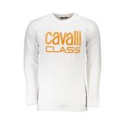 Geborstelde Sweatshirt met Print Logo Cavalli Class , White , Heren