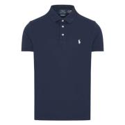 Stretch Katoen Mesh Slim Fit Polo Polo Ralph Lauren , Blue , Heren