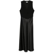 Zwarte Lange Jurk met Ingebouwd Vest Liu Jo , Black , Dames