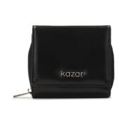 Compact leren portemonnee met sluiting Kazar , Black , Dames