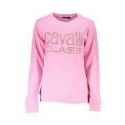 Rosa Katoenen Trui met Strass Cavalli Class , Pink , Dames