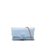 Lichtblauwe Leren Clutch Tas Zanellato , Blue , Dames