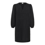 Eenvoudige Zwarte Jurk met Lange Mouwen Kaffe Curve , Black , Dames