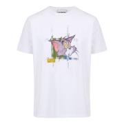 Klassiek regular fit wit T-shirt van katoenen jersey met Tom-print op ...