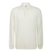 Witte Katoenen Poloshirt Lange Mouw Fedeli , White , Heren