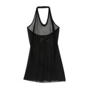 Zwarte Halternek Top met Open Rug Rick Owens , Black , Dames