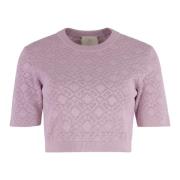 Geribbelde Jacquard Gebreide Cropped Top Givenchy , Pink , Dames