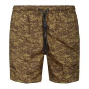 Beige badpak met bruine print Drumohr , Brown , Heren