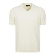 Witte Katoenen V-Hals Polo Shirt Roberto Collina , White , Heren