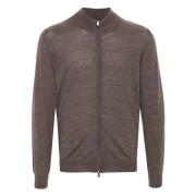 Wol Zip Sweater Favonio Open Style Fedeli , Brown , Heren