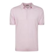 Roze Gebreide Polo Shirt met Korte Mouwen John Smedley , Pink , Heren