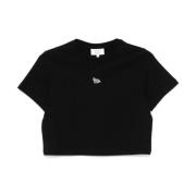 Zwarte Crew Neck T-shirts en Polos Maison Kitsuné , Black , Dames