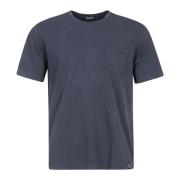 Blauw Katoenen T-shirt met Borstzak Drumohr , Blue , Heren