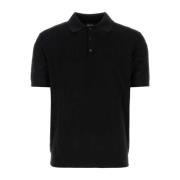 Zijde blend zwart poloshirt Versace , Black , Heren