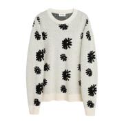 Bloem Jacquard Crewneck Sweater Soulland , Beige , Heren