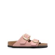 Roze Leren Dubbele Gesp Sandalen Birkenstock , Pink , Dames