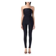 Zwarte Strapless Jumpsuit met Gedrapeerd Detail Andamane , Black , Dam...