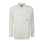 Wit Linnen Shirt met Voorzakken MC2 Saint Barth , White , Heren