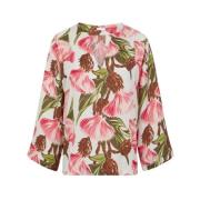 Bloemen zijden blouse met lange mouwen P.a.r.o.s.h. , Multicolor , Dam...