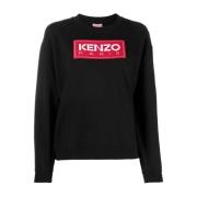 Zwarte Katoenen Trui Ronde Hals Lange Mouwen Kenzo , Black , Dames