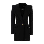 Elegante Zwarte Blazer Jurk Balmain , Black , Dames