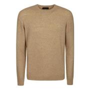 Handgeverfde Crew Neck Sweater Roberto Collina , Brown , Heren