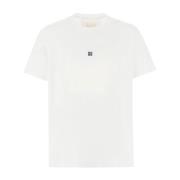 Slim fit T-shirt van katoen met 4G-borduursel Givenchy , White , Heren